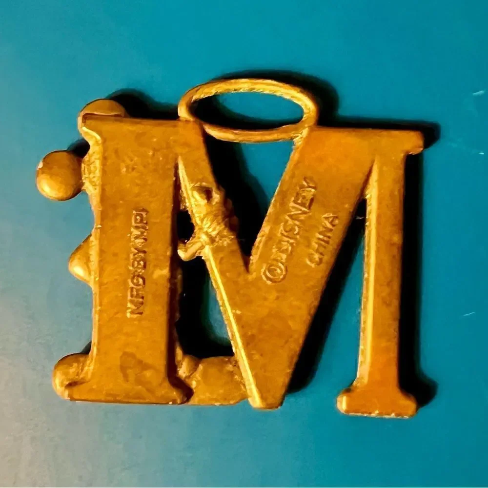 Vintage 70s 80s Leather Metal Walt Disney Mickey Mouse Key Chain Fob Pendant